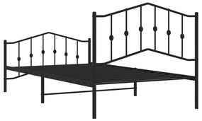 Estrutura de cama com cabeceira e pés 107x203 cm metal preto