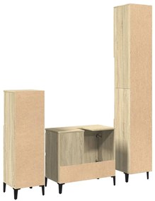 3 pcs conj. móveis casa banho derivados madeira carvalho sonoma