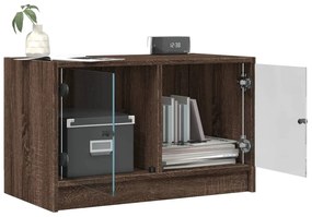 Móvel de TV c/ portas de vidro 68x37x42 cm carvalho castanho