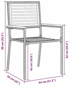 Conjunto de Jantar para Jardim Conjunto de 3 Cinza Metal e madeira