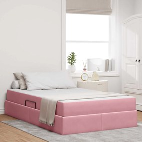 vidaXL Cama com arrumação e colchão Rosa 120 x 190 cm Veludo