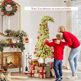 Árvore de Natal Fantasiosa de 210 cm Topo Flexível Artificial com Luzes (DECORAÇÃO NÃO INCLUIDA) para Festas e 366 Pontas de Galhos Verdes