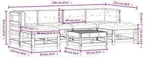 7 pcs conjunto lounge de jardim c/ almofadões pinho impregnado