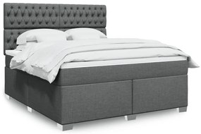 vidaXL Cama com molas/colchão 180x200 cm tecido cinzento-escuro