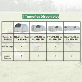 Galinheiro metálico grande 570 x 280 x 195 cm para aves domésticas galvanizada grande com cobertura impermeável e protetora solar Prateado