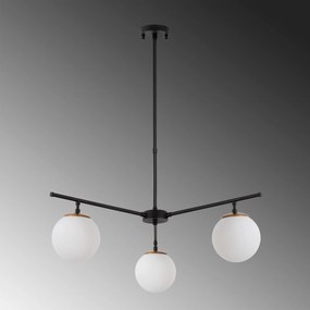 Candeeiro de Teto Atmaca – Preto, Dourado e Branco – 70 x 70 cm