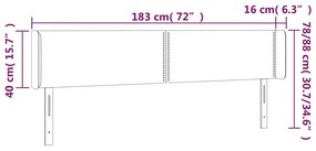 Cabeceira cama c/ luzes LED veludo 183x16x78/88cm cinza-escuro