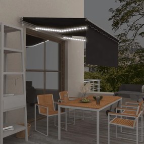 Toldo automático c/ estore/LED/sensor de vento 3x2,5m antracite