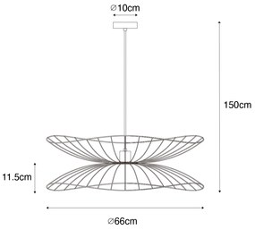 Candeeiro de suspensão design preto 66cm - Pua Design