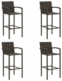 vidaXL Bancos de bar 4 pcs vime PE castanho