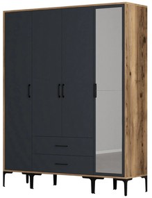 Roupeiro Kumsal STR – Nogueira e Antracite – 160 cm x 47,5 cm x 201,4