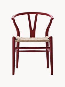 Cadeira em madeira com assento entrançado Wishbone CH24