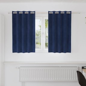 Cortinas Blackout vidaXL com Ilhós 2 pcs Veludo Azul Escuro