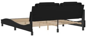 Estrutura de cama c/ cabeceira 180x200cm couro artificial preto