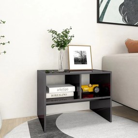 vidaXL Mesa de apoio 60x40x45 cm derivados madeira cinzento brilhante