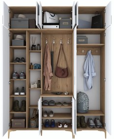 Cabideiro EA121 – Nogueira e Branco – 180x240x37,5 cm
