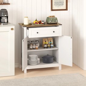 Aparador Armário Despensa de Cozinha 80 x 40 x 92 cm com Portas Gaveta e Prateleira Ajustável Branco