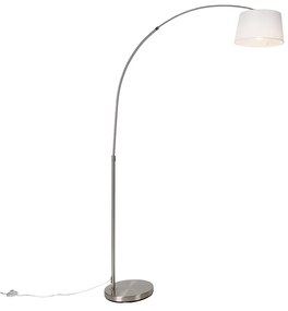LED Candeeiro de Arco Inteligente Aço com Abajur de Tecido Branco incl. Wifi A60 - Arc Basic Moderno