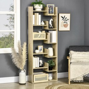 Estante para Livros de 6 Níveis Estante de Madeira com 11 Compartimentos Abertos para Sala de Estar Escritório Estúdio Anti-Tombamento Carga Máxima 10