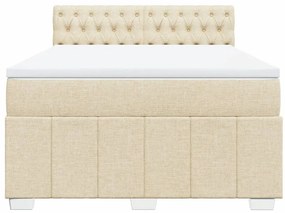 Cama com molas/colchão 160x200 cm tecido cor creme