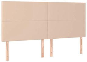 Cama box spring c/colchão/LED 180x200cm couro artif. cappuccino