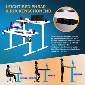 Secretária eléctrica regulável em altura 110x60x73-118cm branca