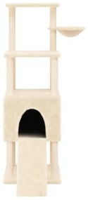 Árvore para gatos c/ postes arranhadores sisal 153 cm cor creme