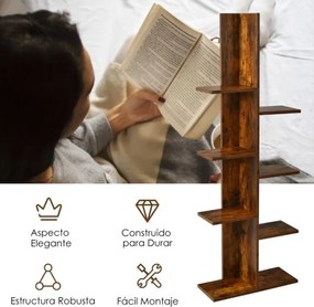 Estante de 8 prateleiras para livros e plantas para sala de estar, escritório, quarto, castanho