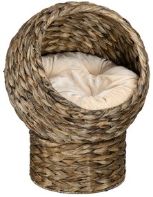 PawHut Cama para Gatos Caverna para Gatos Desmontável com Almofada Amovível 42x33x52 cm Marrom Escuro e Bege