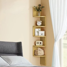 Estante de canto suspensa com 5 prateleiras 20 x 20 x 126 cm cor natural