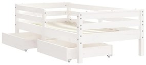 Estrutura cama infantil c/ gavetas 70x140cm pinho maciço branco