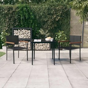 vidaXL 3 pcs conjunto de jantar para jardim preto