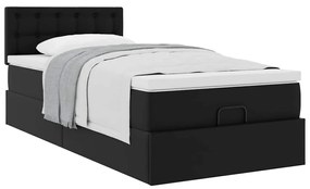 Cama otomana com colchão 90x200 cm couro artificial preto