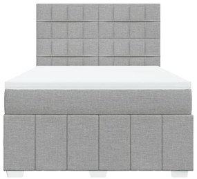 Cama com molas/colchão 140x190 cm tecido cinzento-claro