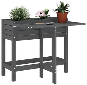 vidaXL Floreira de jardim com tampo dobrável pinho maciço cinzento