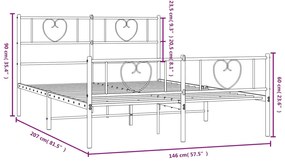 Estrutura de cama com cabeceira e pés 140x200 cm metal preto