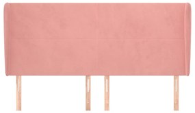 Cabeceira cama c/ abas veludo 203x23x118/128 cm rosa