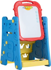 Cavalete Infantil de Desenho 3 em 1, 43 x 38,5 x 55,5 cm, Quadro de Dupla Face, Azul