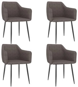 vidaXL Cadeiras de jantar 4 pcs tecido cinzento-acastanhado