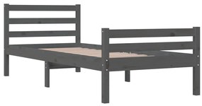 Estrutura de cama 100x200 cm madeira maciça cinzento