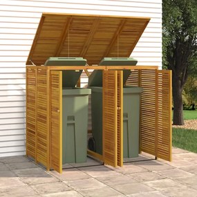 vidaXL Abrigo duplo p/ caixote do lixo 140x89x117 cm acácia maciça