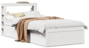 Estrutura de cama com cabeceira 90x200 cm pinho maciço branco