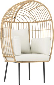 Outsunny Poltrona de Vime em Forma de Ovo com Almofada Removível, Estofada, Poltrona para Exterior em Vime 95 x 80 x 155 cm Bege | Aosom Portugal