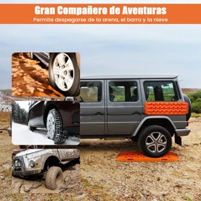 Placas de tração off-road todo o terreno de tração 2 peças para extração e recuperação de veículos de neve Lama 107 x 31 x 7 cm Laranja