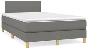 Cama box spring c/ colchão e LED 120x190 cm tecido cinza-escuro