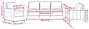 3 pcs conjunto de sofás com almofadões veludo cinzento-claro