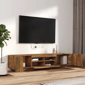 Conjunto móveis de TV 2pcs c/ LEDs madeira carvalho fumado