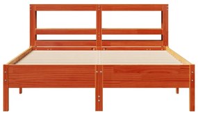 Cama sem colchão 135x190 cm madeira pinho maciça castanho-mel