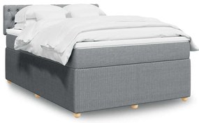 vidaXL Cama com molas/colchão 140x190 cm tecido cinzento-claro