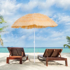 Guarda-sol de praia e jardim com design havaiano, 160 cm, ráfia sintética bege